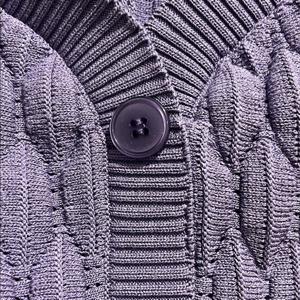 Express Lilac Cable Knit Puff-Sleeve Button Cardigan - Picture 8 of 10
